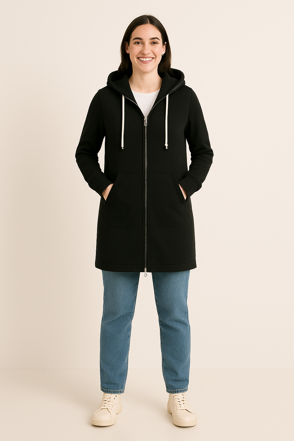 Britta | Frauen Winter Hoodie Kleid mit Reißverschluss - Elle Zürich