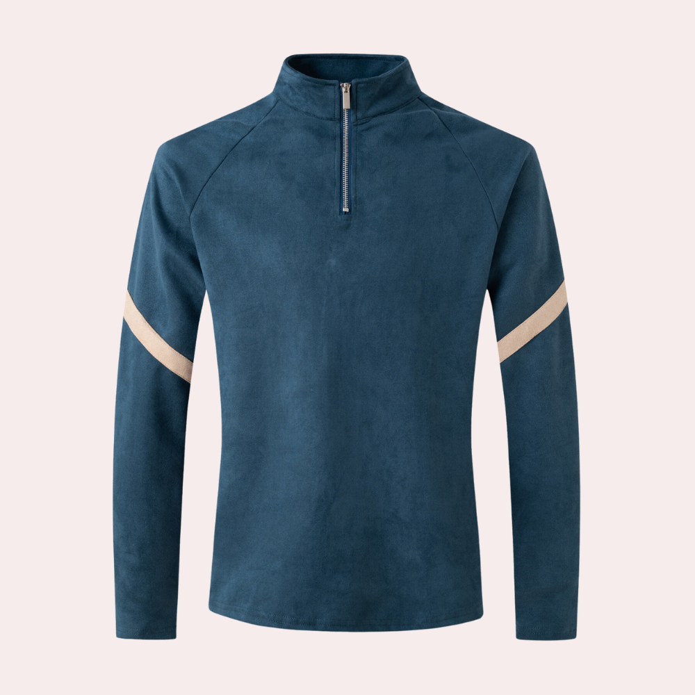 Moritz | Herren-Quarter-Zip-Pullover mit gestreiften Ärmeln - Elle Zürich