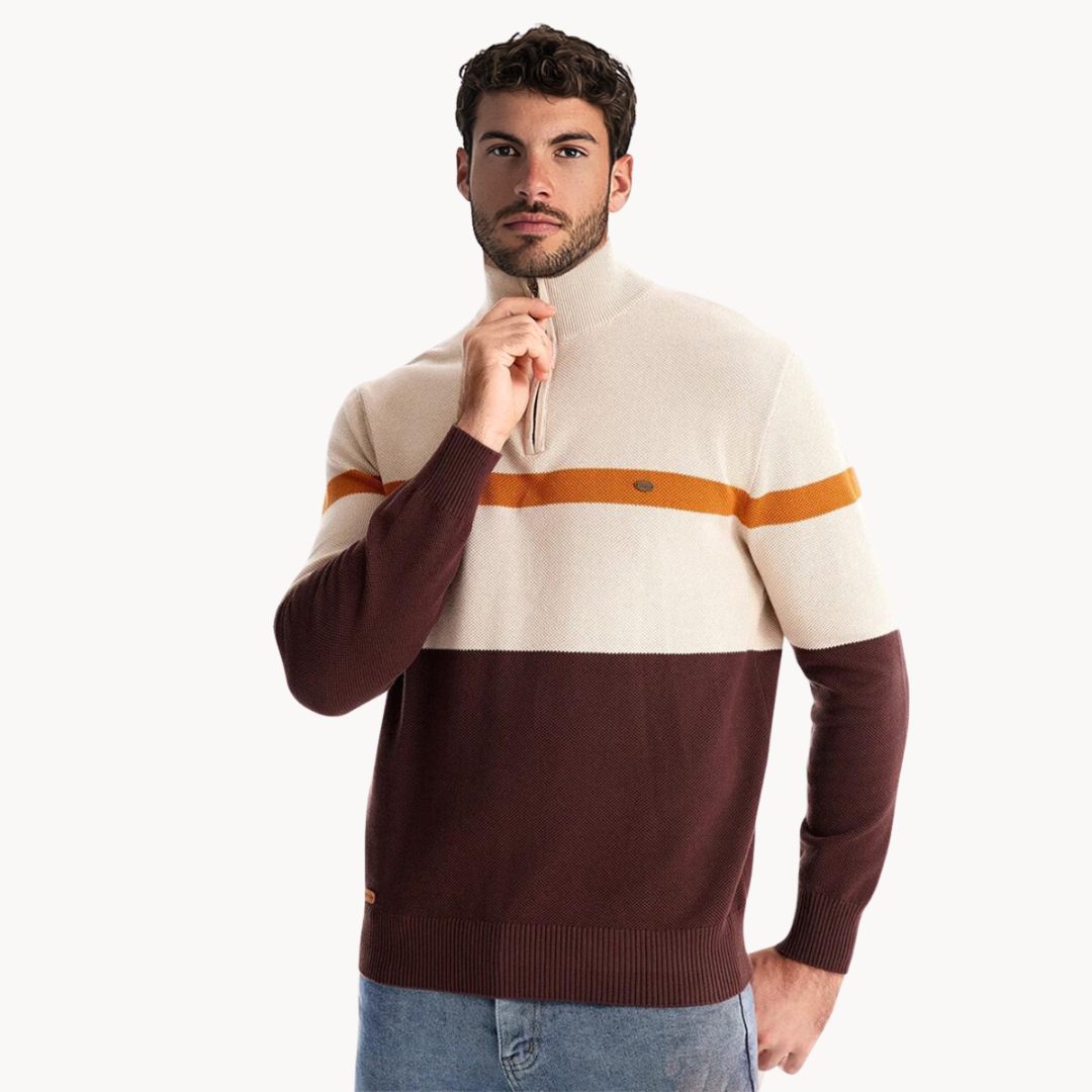 Thomas | Herren Winterpullover mit Reißverschluss und Streifen - Elle Zürich