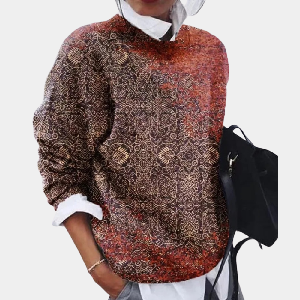 Emilia | Damen Vintage gemusterter Pullover mit lockerem Schnitt - Elle Zürich