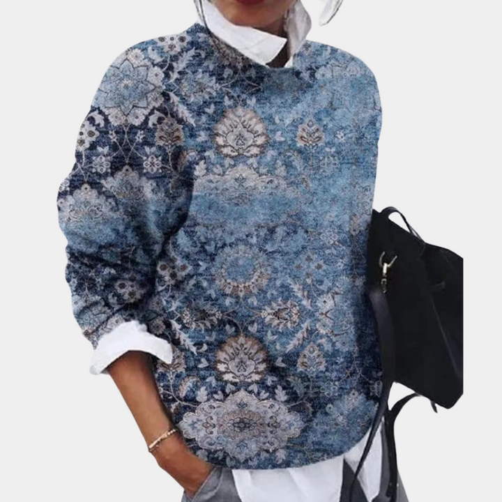 Emilia | Damen Vintage gemusterter Pullover mit lockerem Schnitt - Elle Zürich