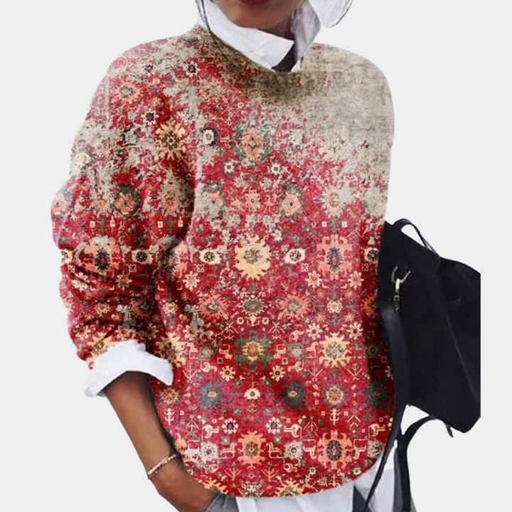 Emilia | Damen Vintage gemusterter Pullover mit lockerem Schnitt - Elle Zürich