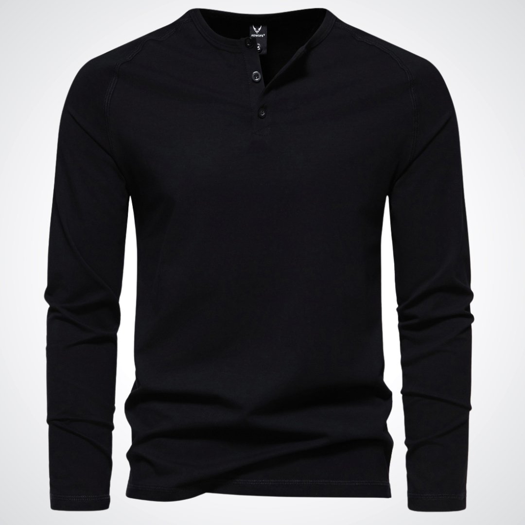 Lars | Herren Slim Fit Henley Langarmshirt - Elle Zürich