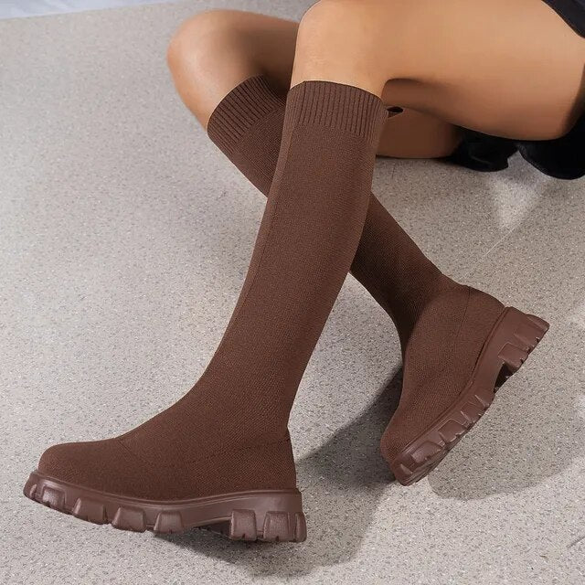Helga | Moderne Sockenstil Knie Stiefel Damen