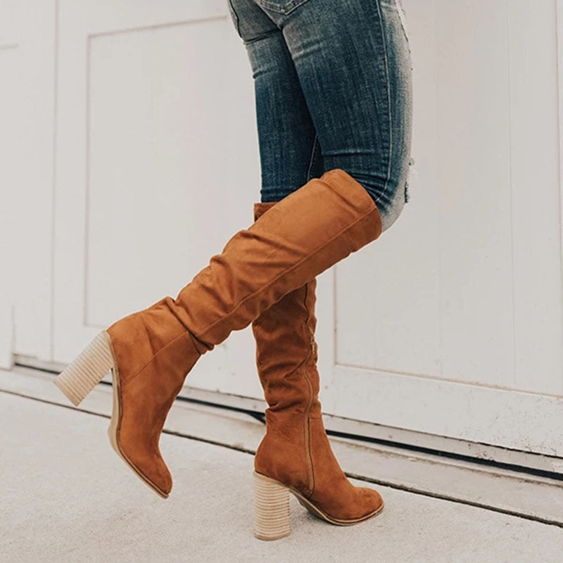 Edith | Damen Winterstiefel hoch mit Blockabsatz - Elle Zürich