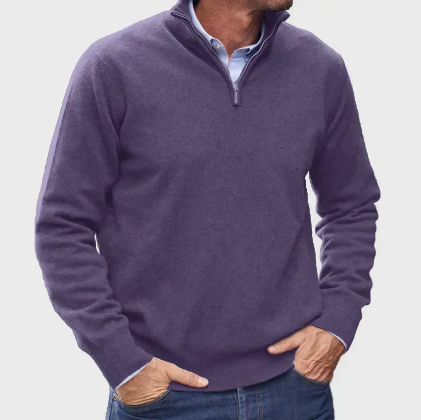 Uwe | Herren Klassischer Halbreißverschluss Strickpullover - Elle Zürich