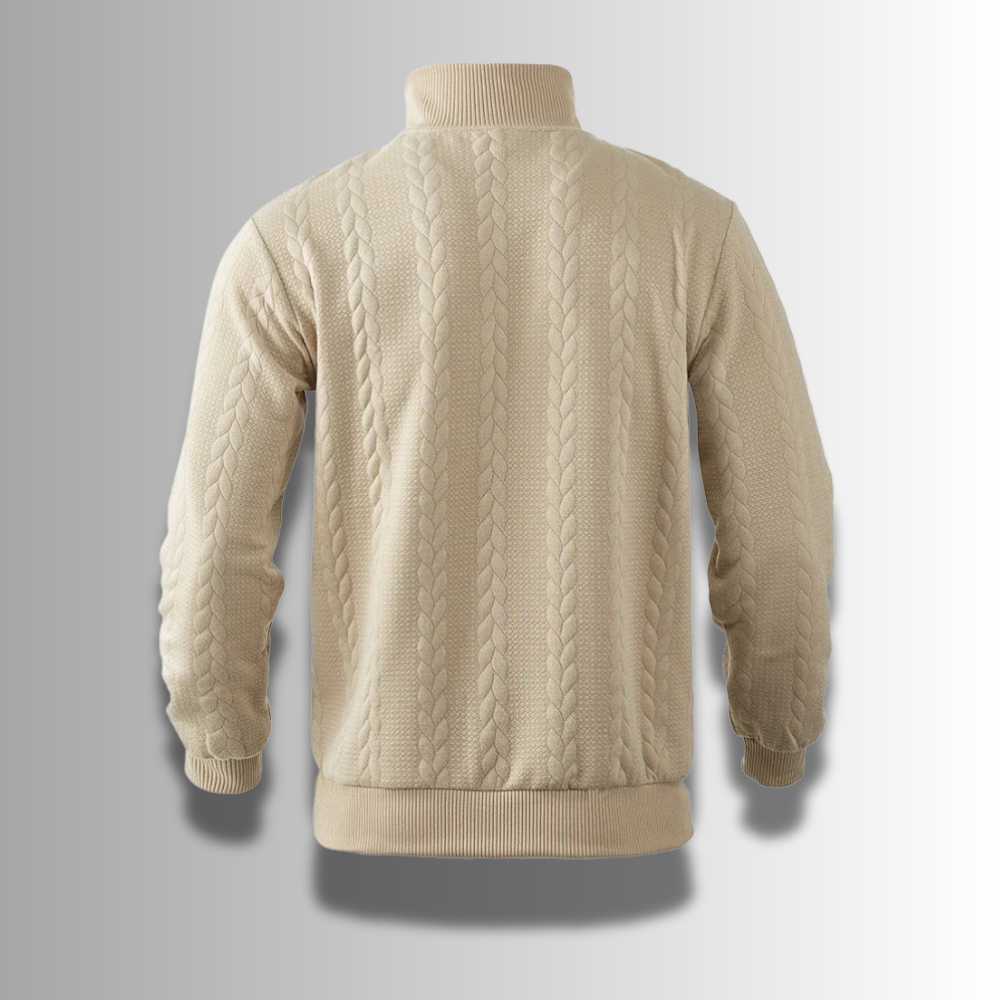 Zacharias | Herren Strickpullover mit Viertel-Reißverschluss und Zopfmuster - Elle Zürich