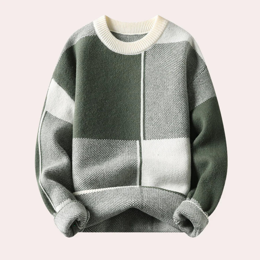 Dominic | Herrenpullover mit Karomuster und Rundhalsausschnitt - Elle Zürich