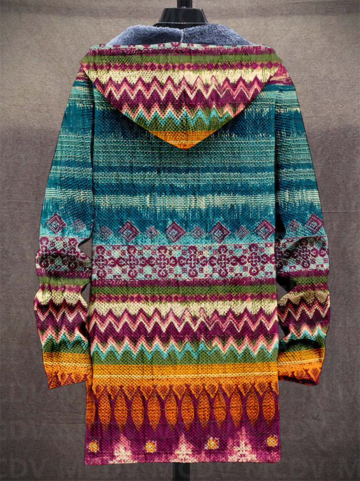 Jasmin | Damen Winter Hoodie Cardigan mit Tribal Print