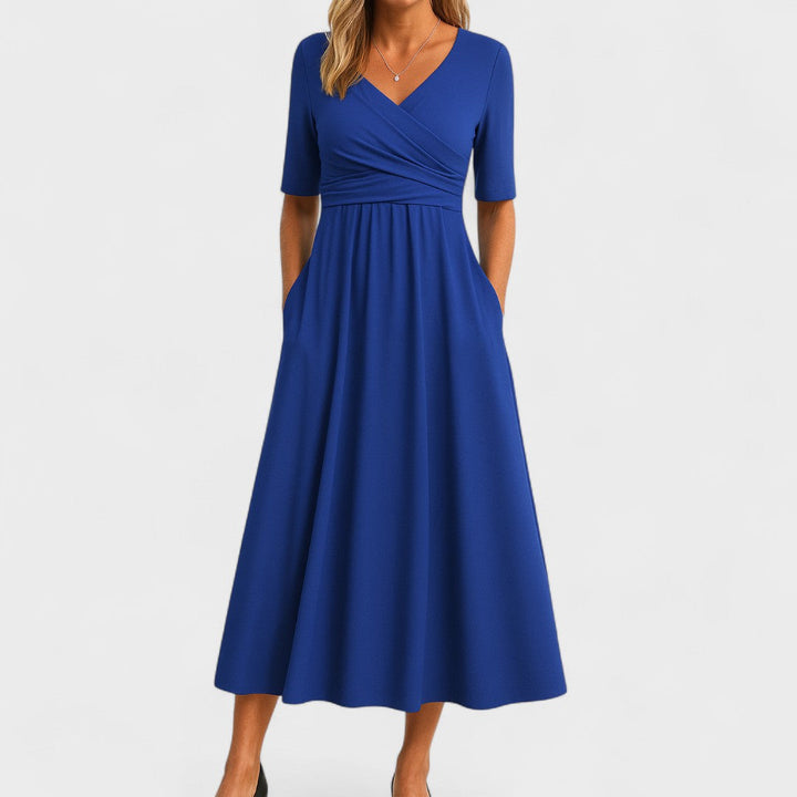 Emilia | Schickes Damen Midi-Kleid mit V-Ausschnitt