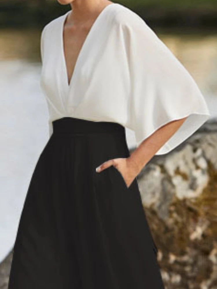 Karla | Eleganter Jumpsuit mit Drapierten Ärmeln - Elle Zürich
