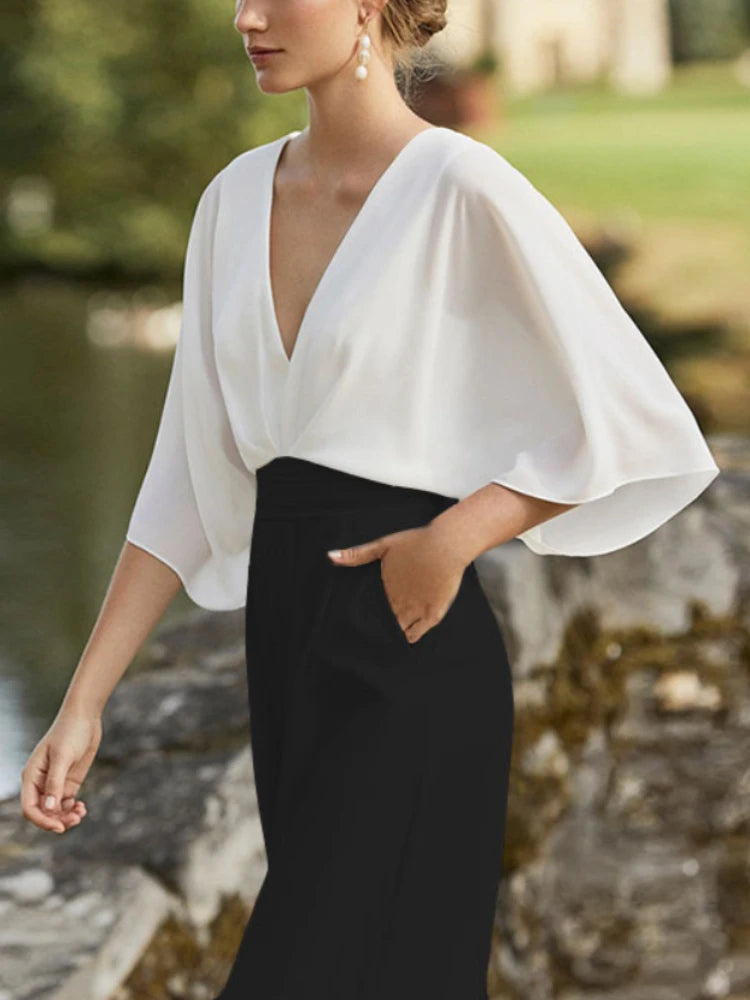 Karla | Eleganter Jumpsuit mit Drapierten Ärmeln - Elle Zürich