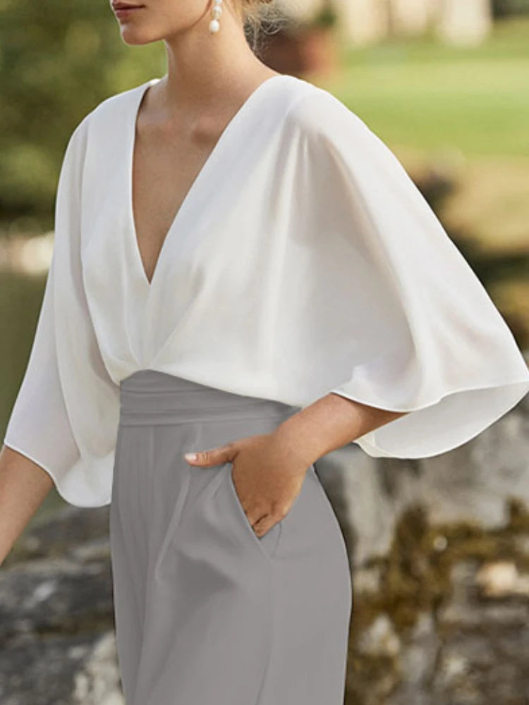 Karla | Eleganter Jumpsuit mit Drapierten Ärmeln - Elle Zürich