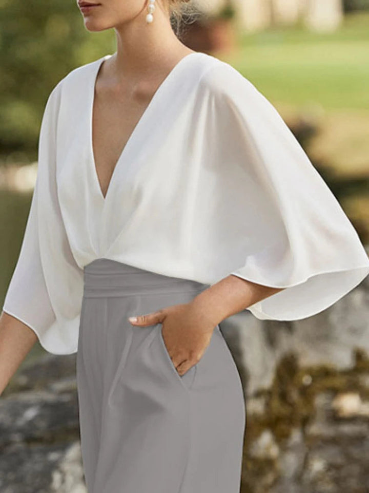 Karla | Eleganter Jumpsuit mit Drapierten Ärmeln - Elle Zürich