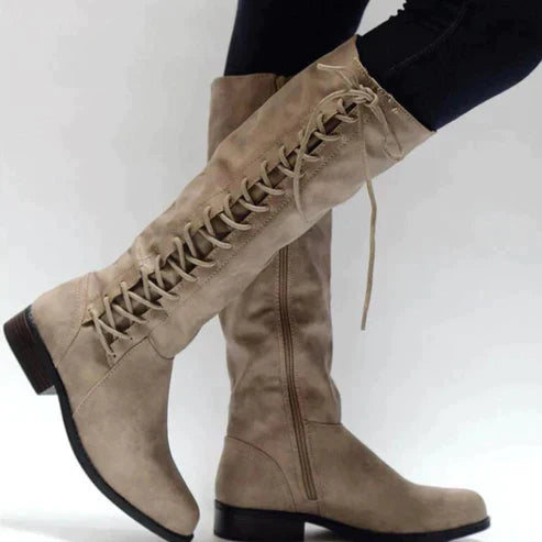 Leonie | Combat Stil Knielange Stiefel Damen