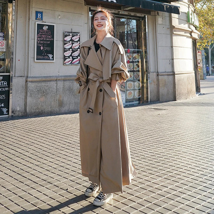 Tanja | Damen Klassischer langer Trenchcoat mit Gürtel - Elle Zürich