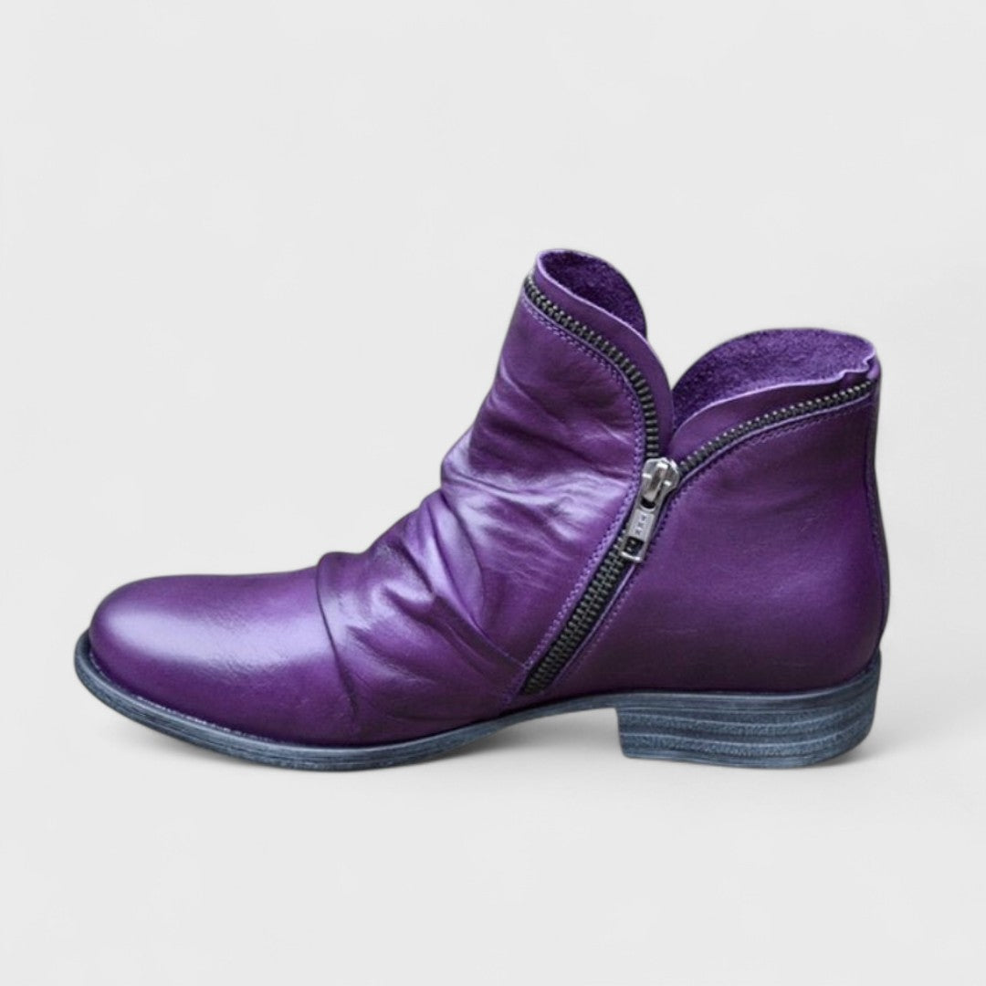 Kyssa | Damen Winter Leder Stiefel mit Reißverschluss - Elle Zürich