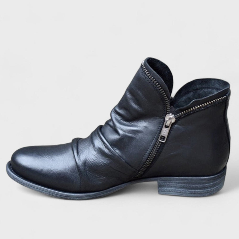 Kyssa | Damen Winter Leder Stiefel mit Reißverschluss - Elle Zürich