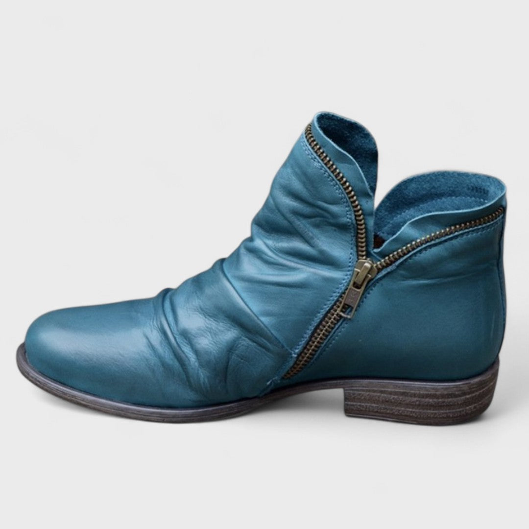 Kyssa | Damen Winter Leder Stiefel mit Reißverschluss - Elle Zürich