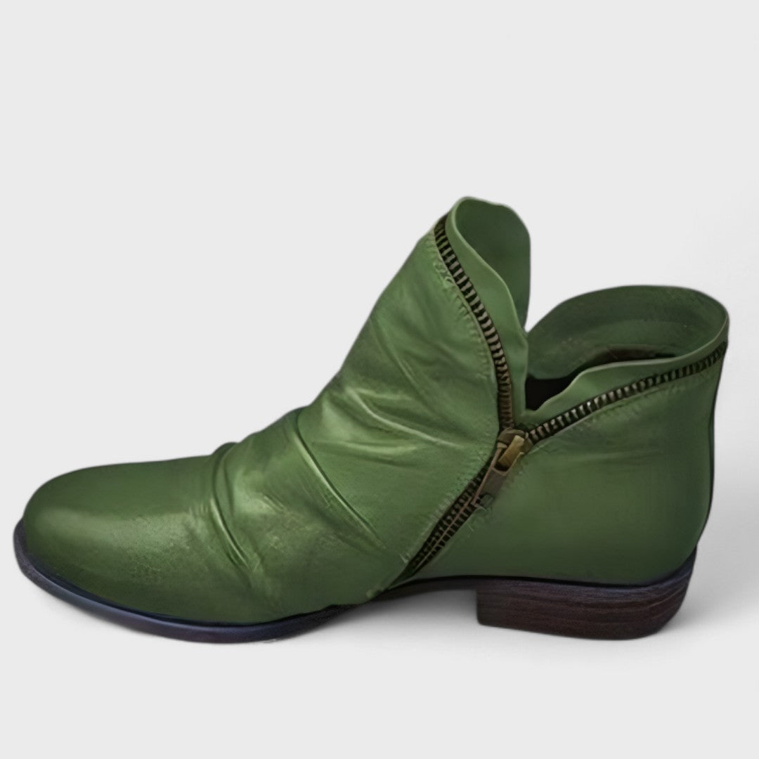 Kyssa | Damen Winter Leder Stiefel mit Reißverschluss - Elle Zürich