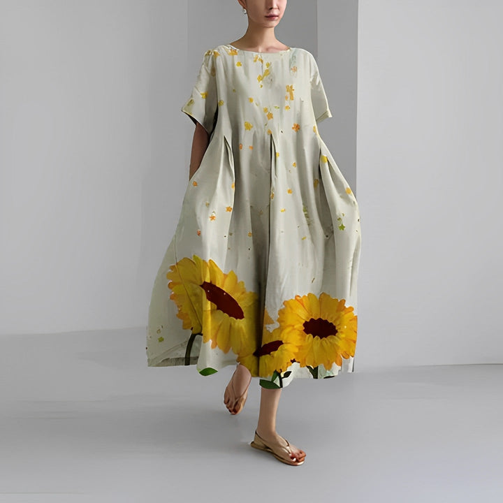 Greta | Boho Weites Kleid mit Blumenmuster - Elle Zürich