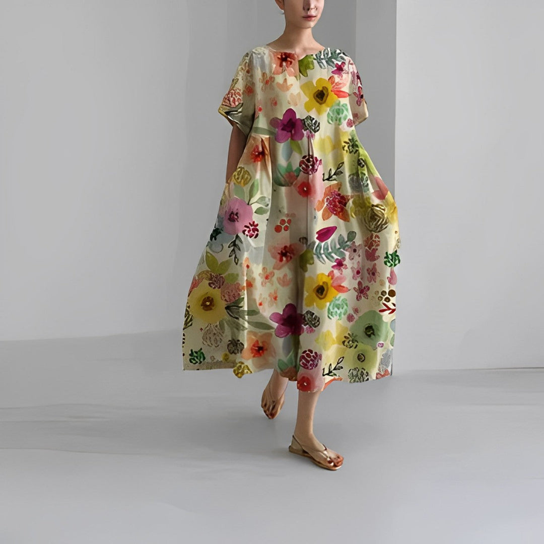 Greta | Boho Weites Kleid mit Blumenmuster - Elle Zürich