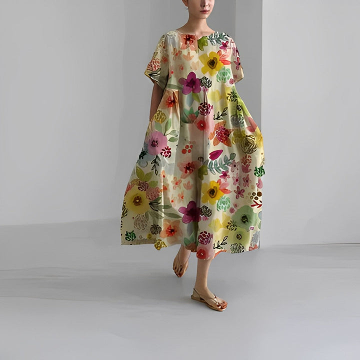 Greta | Boho Weites Kleid mit Blumenmuster - Elle Zürich