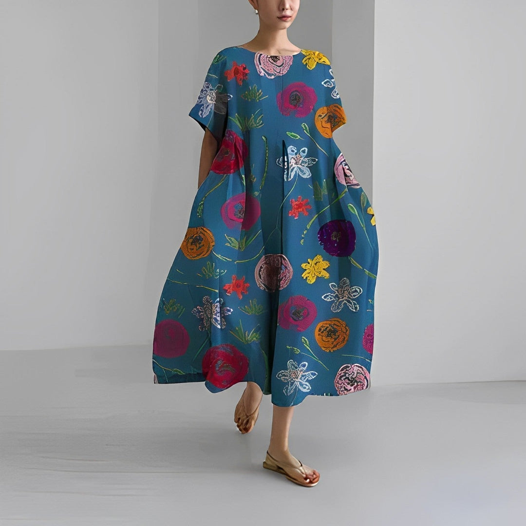 Greta | Boho Weites Kleid mit Blumenmuster - Elle Zürich