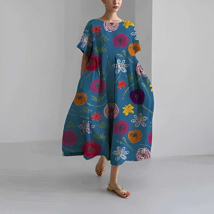 Greta | Boho Weites Kleid mit Blumenmuster - Elle Zürich