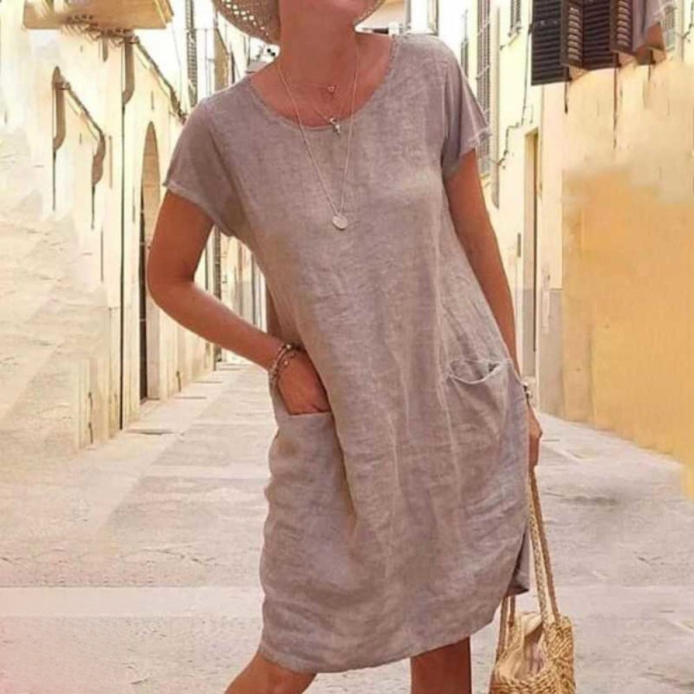 Elfriede | Komfortables Hemdkleid mit kurzem Ärmel - Elle Zürich