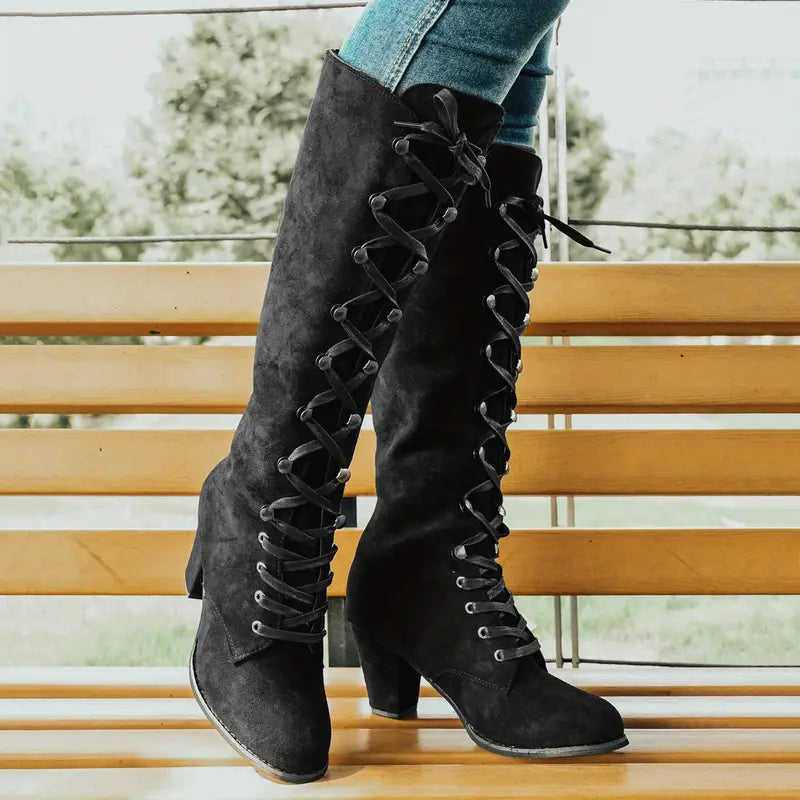 Elke | Damen Vintage Stil Schnürstiefel