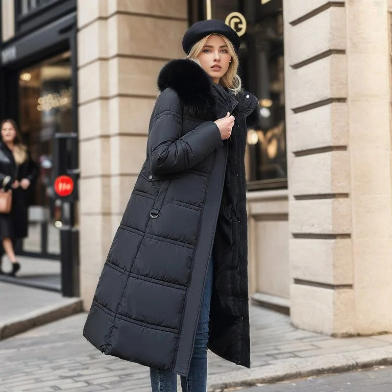 Eva | Damen Winter Steppmantel mit Fellkragen - Elle Zürich