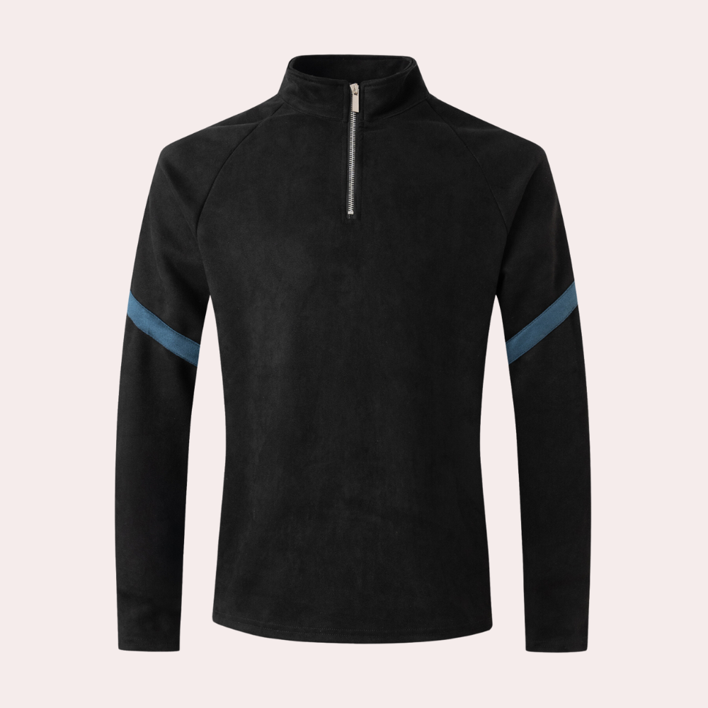 Moritz | Herren-Quarter-Zip-Pullover mit gestreiften Ärmeln - Elle Zürich