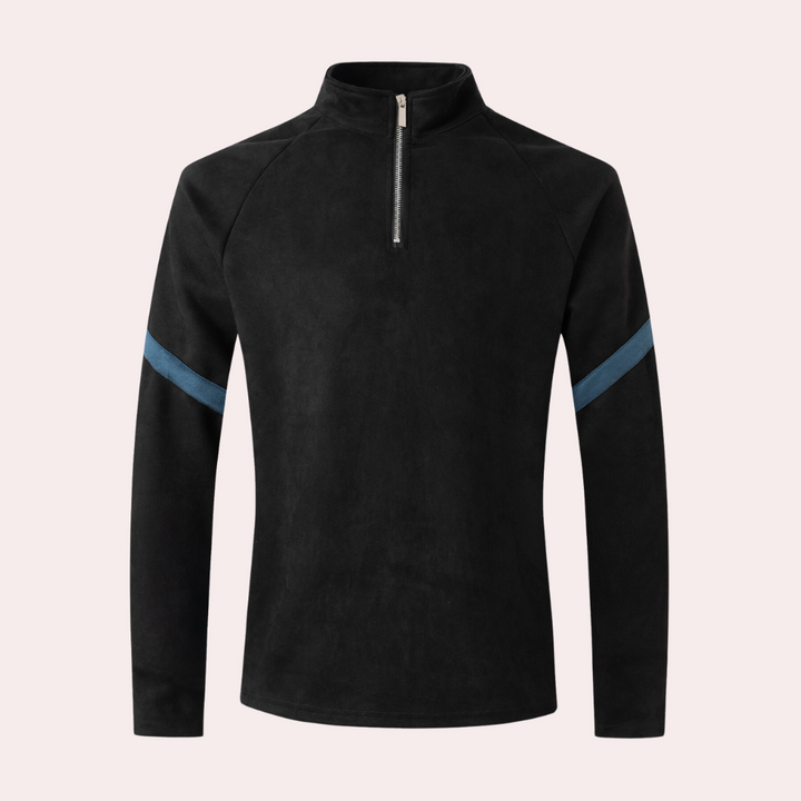 Moritz | Herren-Quarter-Zip-Pullover mit gestreiften Ärmeln - Elle Zürich