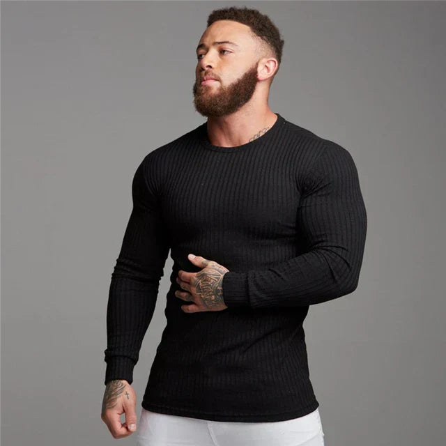 Yannick | Herren Enganliegendes Langarm Rundhals T-Shirt - Elle Zürich