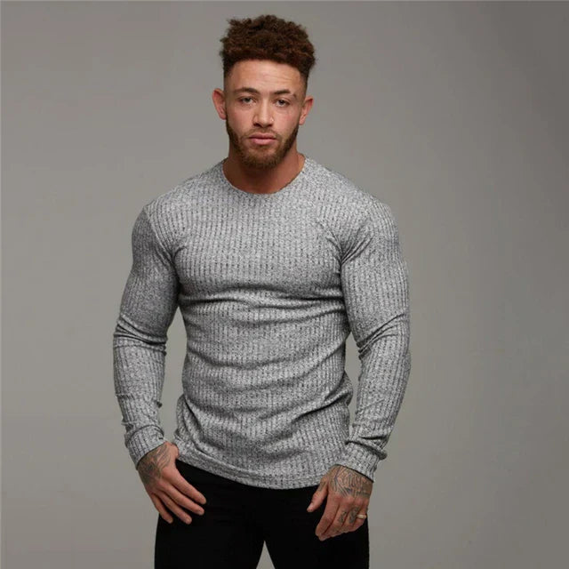 Yannick | Herren Enganliegendes Langarm Rundhals T-Shirt - Elle Zürich