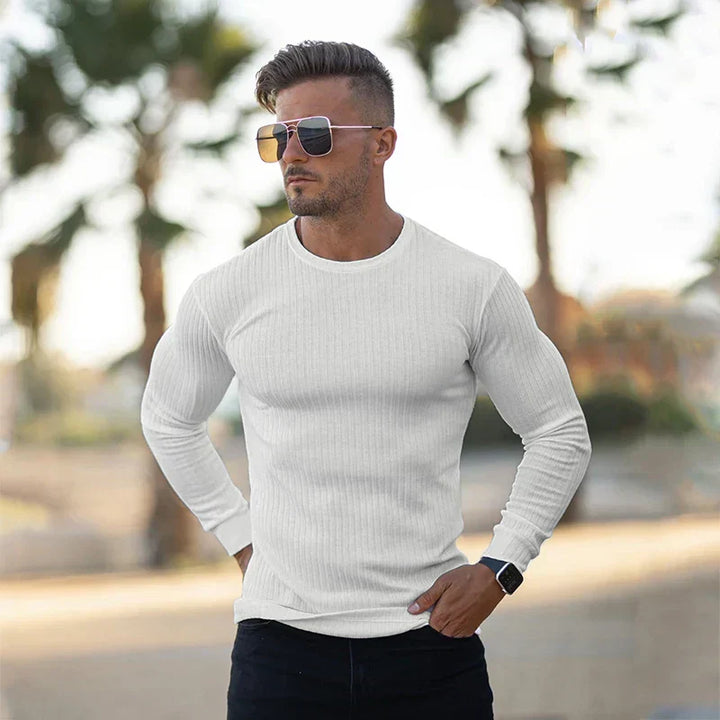 Yannick | Herren Enganliegendes Langarm Rundhals T-Shirt - Elle Zürich