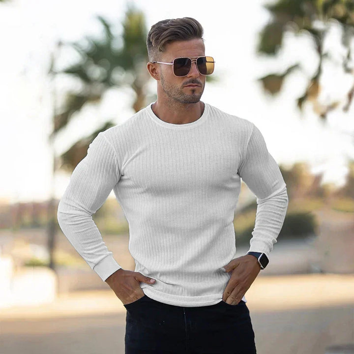 Yannick | Herren Enganliegendes Langarm Rundhals T-Shirt - Elle Zürich