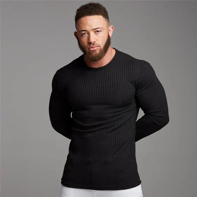 Yannick | Herren Enganliegendes Langarm Rundhals T-Shirt - Elle Zürich