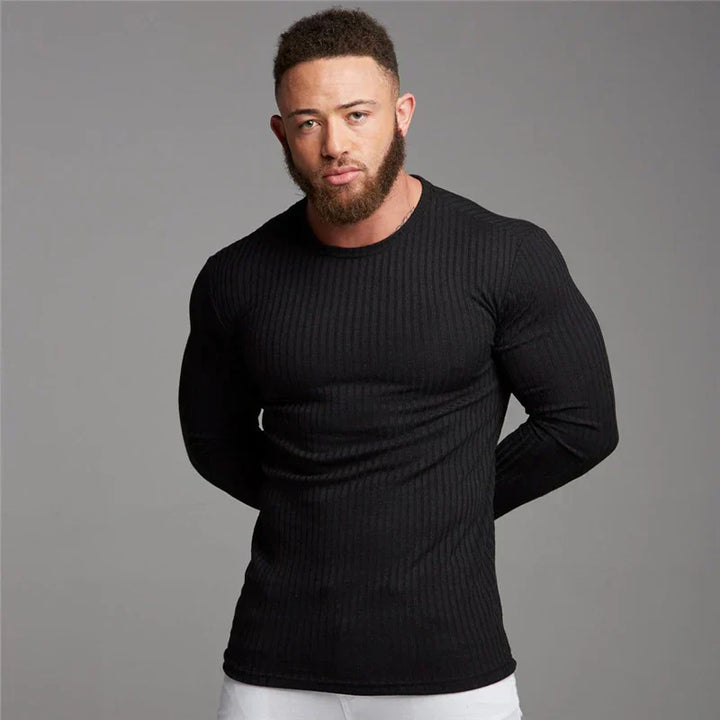 Yannick | Herren Enganliegendes Langarm Rundhals T-Shirt - Elle Zürich
