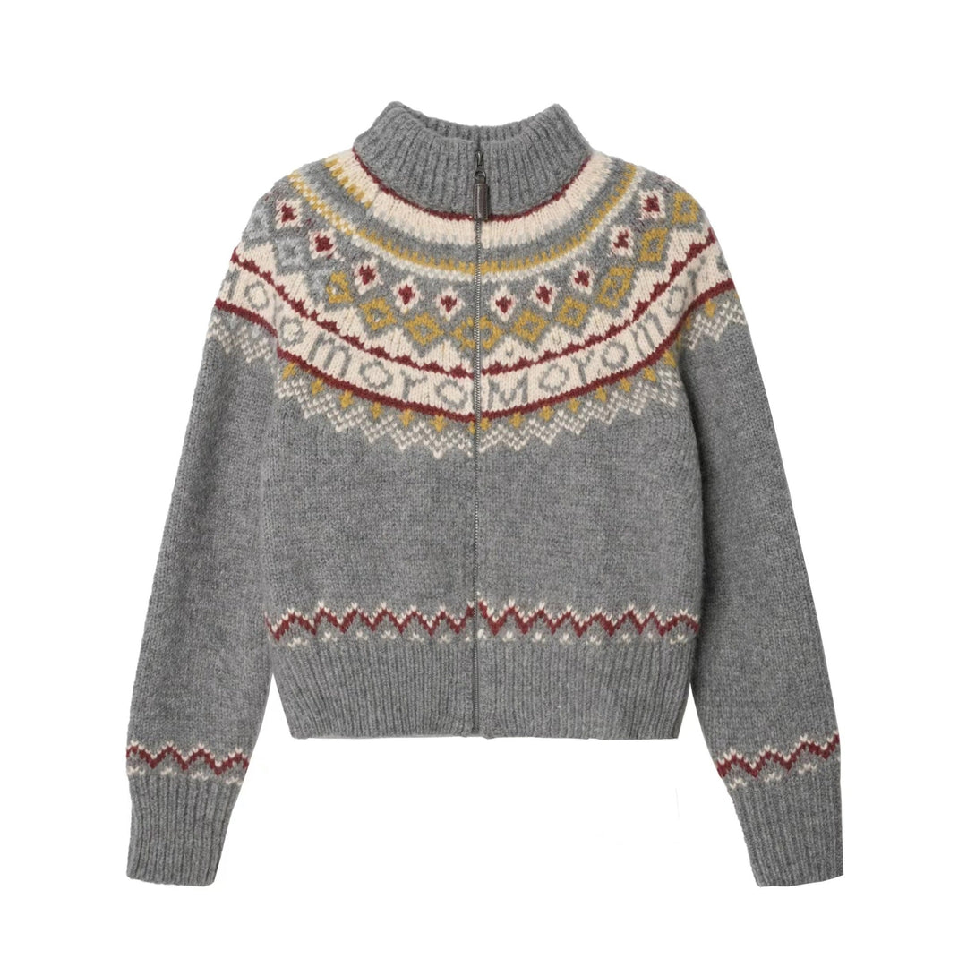 Emma | Damen Winter Strickpullover mit Reißverschluss im Nordic-Stil - Elle Zürich