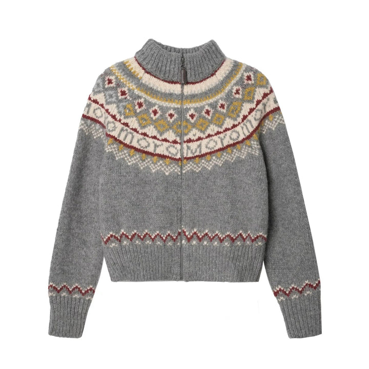 Emma | Damen Winter Strickpullover mit Reißverschluss im Nordic-Stil - Elle Zürich