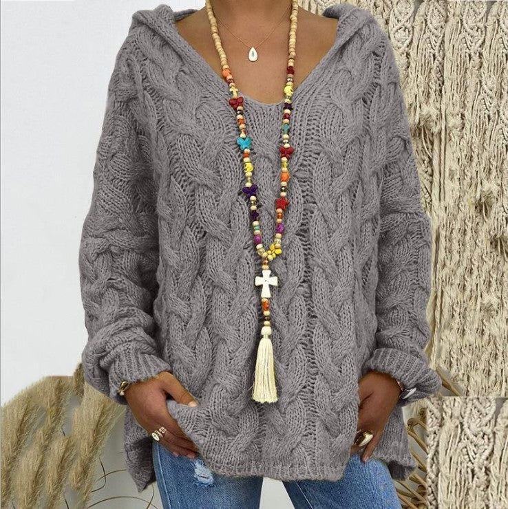 Helene | Damen Winter Zopfmuster-Kapuzenpullover - Elle Zürich