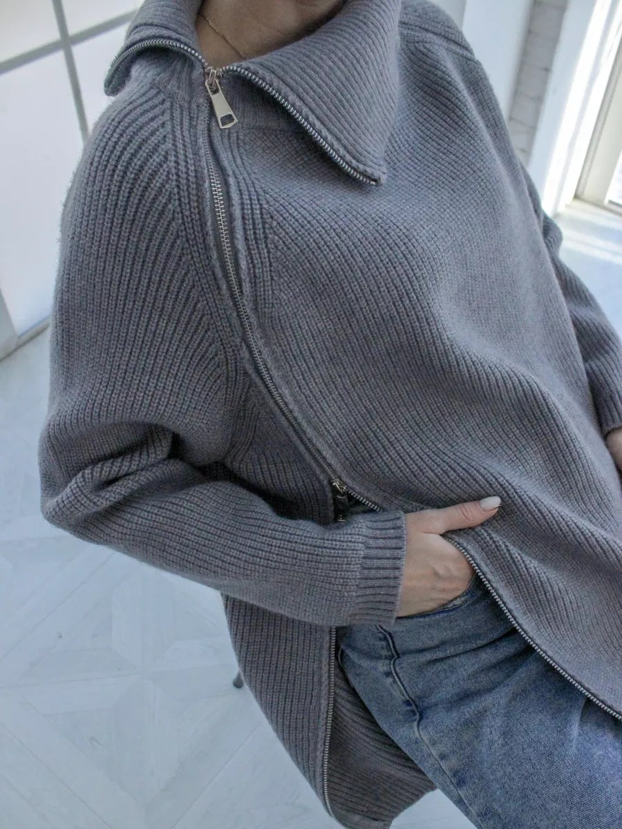 Kirsten | Damen Winter-Strickpullover mit Reißverschluss - Elle Zürich