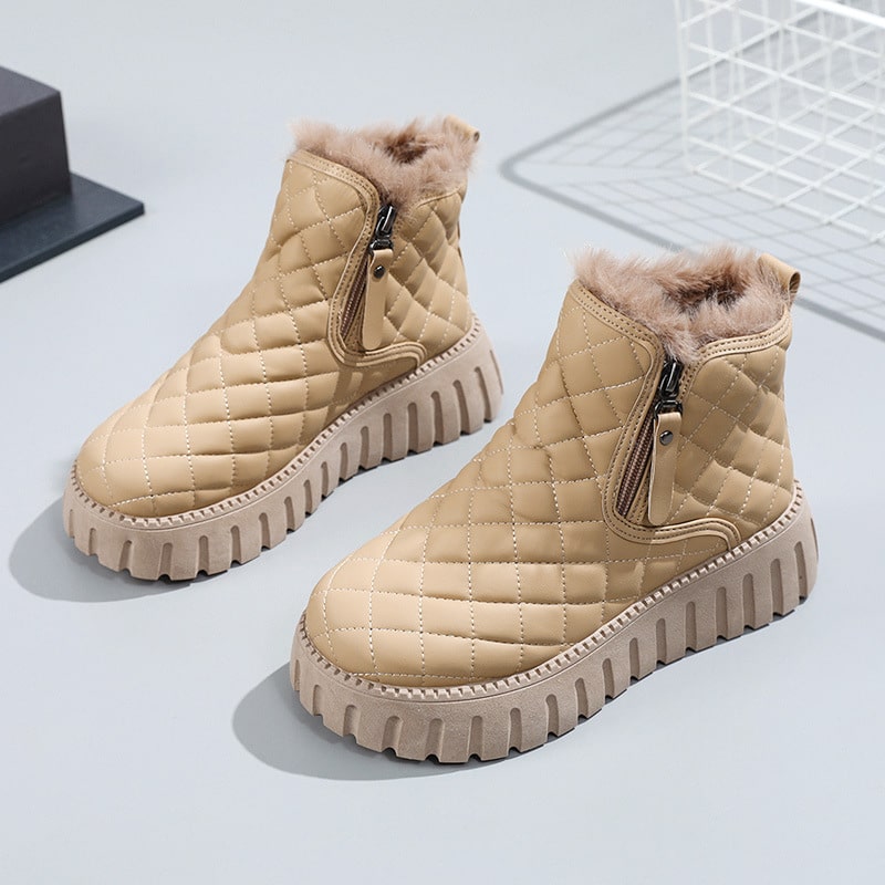 Tanja | Damen Winter-Steppstiefel mit Reißverschluss und Fellfutter - Elle Zürich