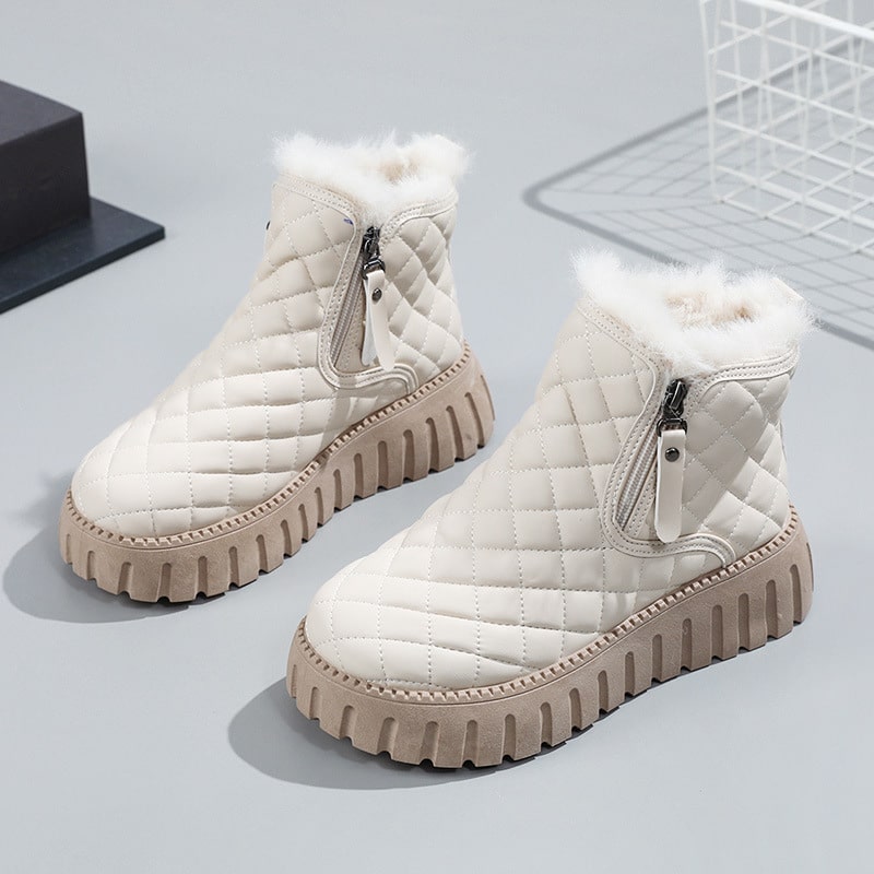 Tanja | Damen Winter-Steppstiefel mit Reißverschluss und Fellfutter - Elle Zürich