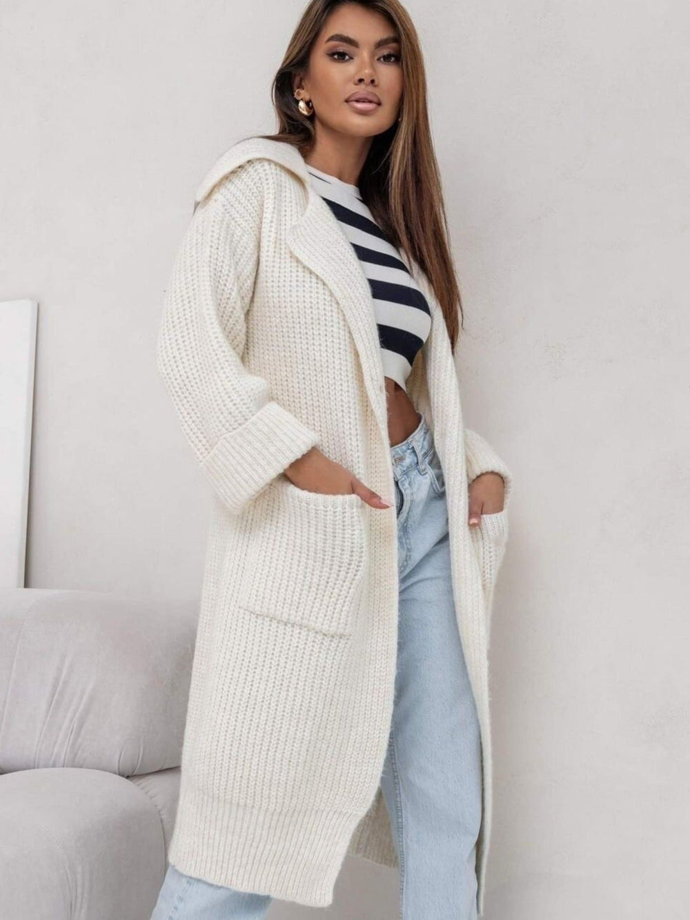 Lara | Damen Winter Langer Strickcardigan - Elle Zürich