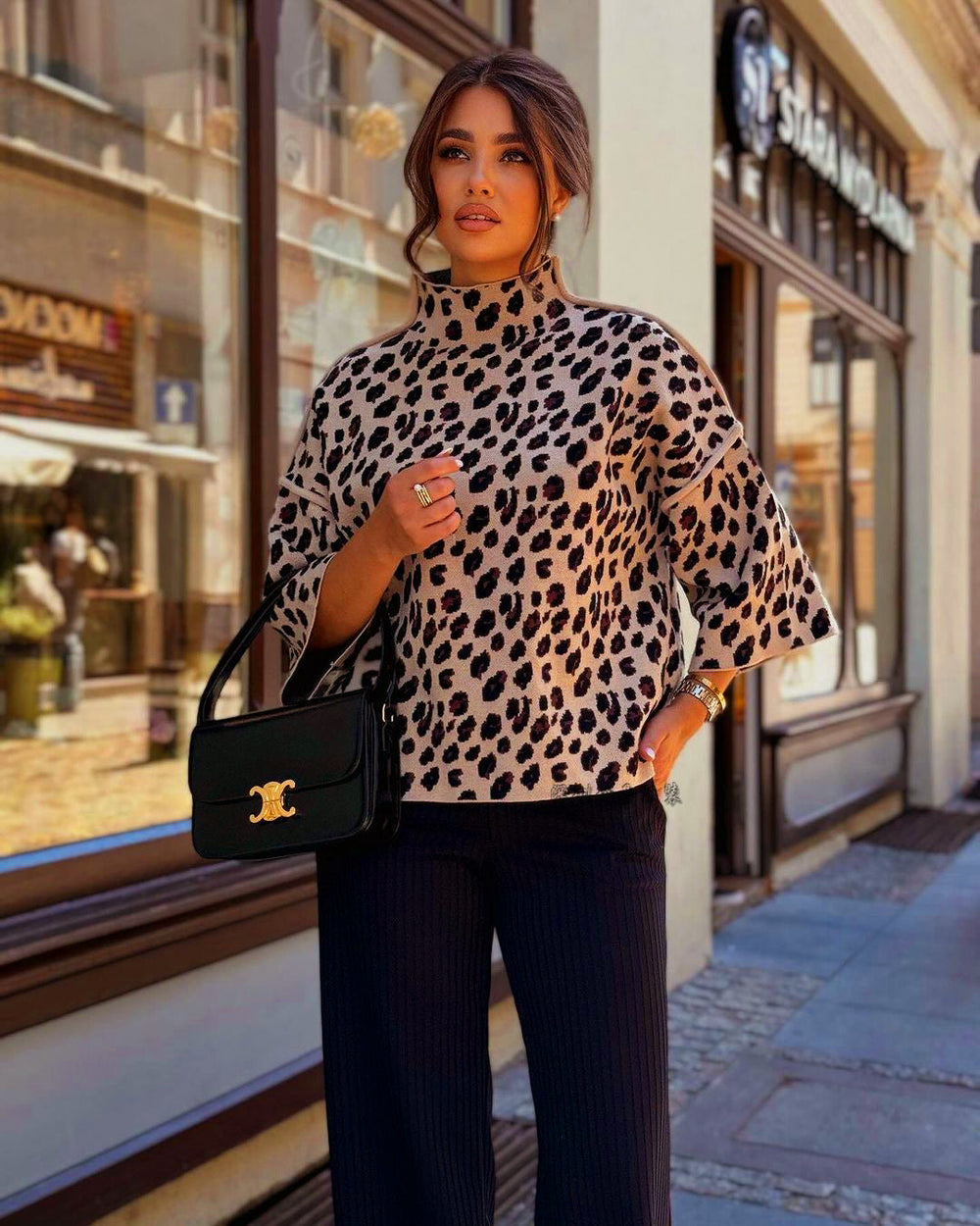 Gudrun | Damen Winterpullover mit Leopardenmuster - Elle Zürich