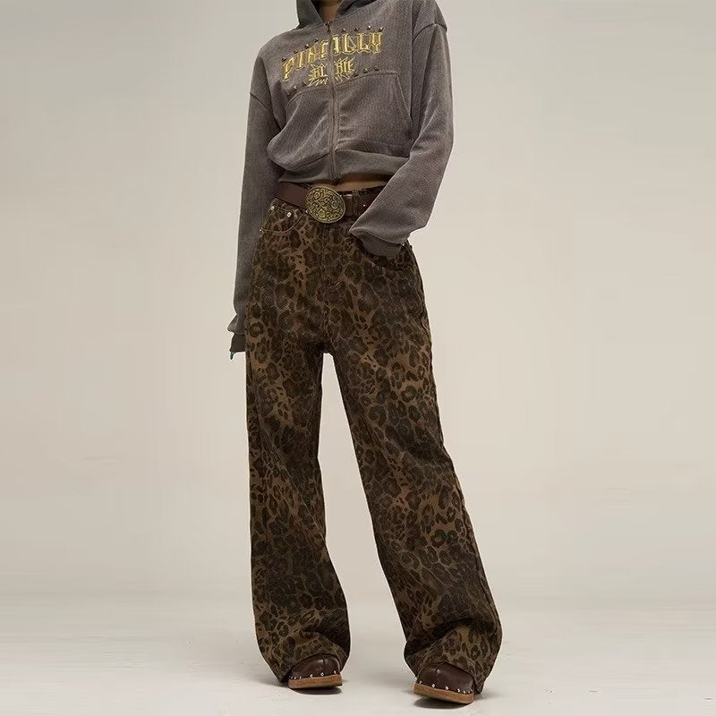 Lydia | Damen Leopard Print Weite Hose Winter - Elle Zürich