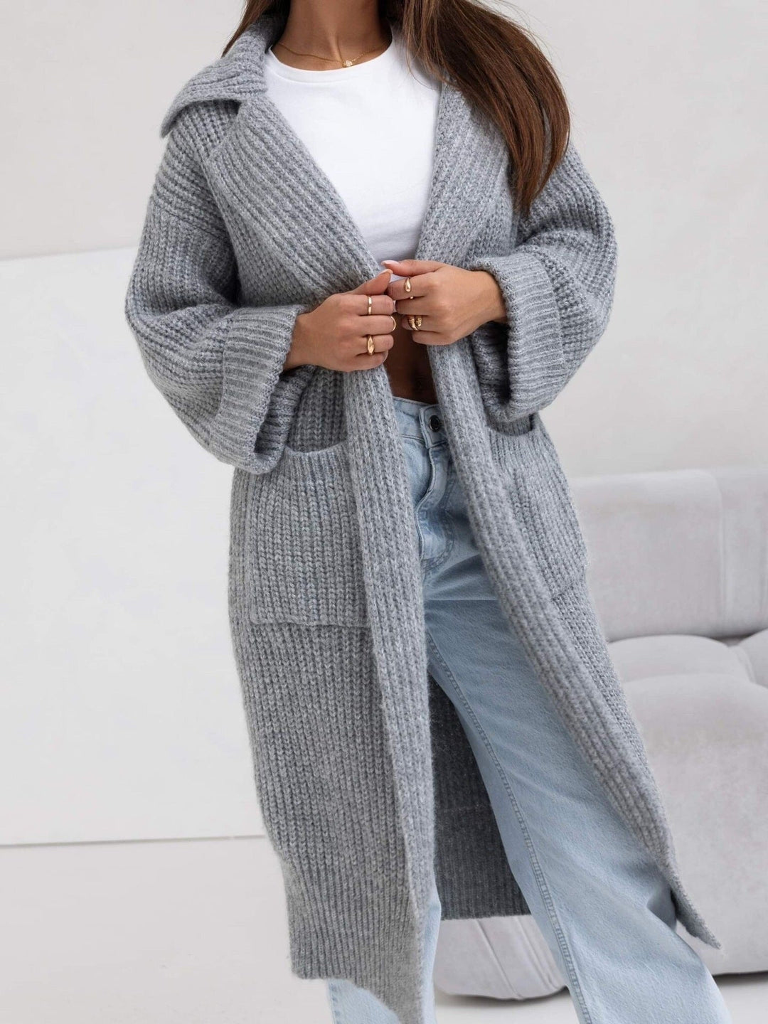 Lara | Damen Winter Langer Strickcardigan - Elle Zürich